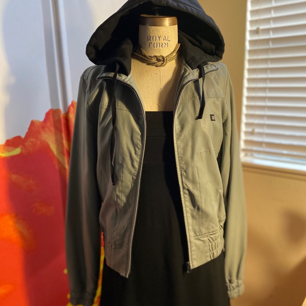 DC Vegan leather jacket with fleece hood